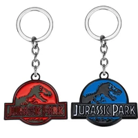 new hot movie jurassic park dinosaur enamel metal pendent keychains keyrings for men woman kids children christmas gift