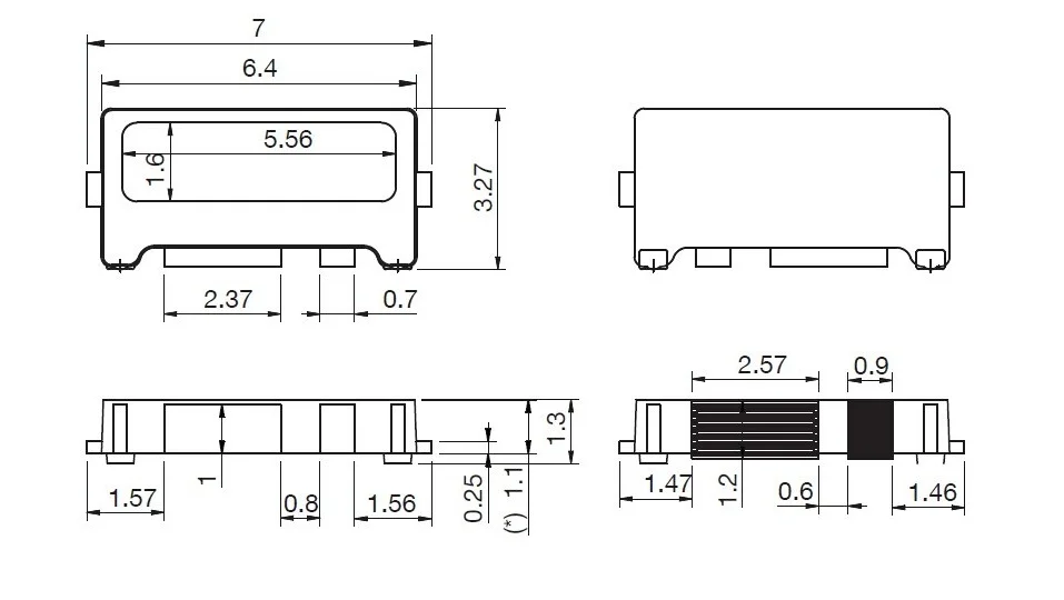 100 шт./лот Edge SMD LED 7032 6 в люмен 1 Вт мА Новый и оригинальный холодный белый Высокая