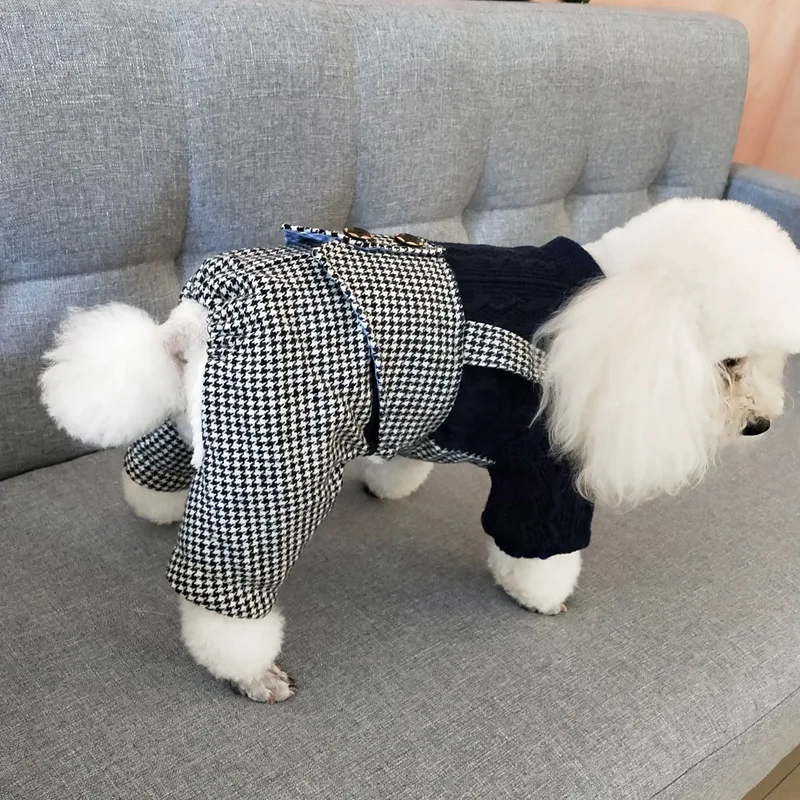 Маленькая собака кошка гусиная лапка Толстовка пальто собака Pet Jumpuit теплая зимняя одежда для домашних животных 5 размеров 3 цвета