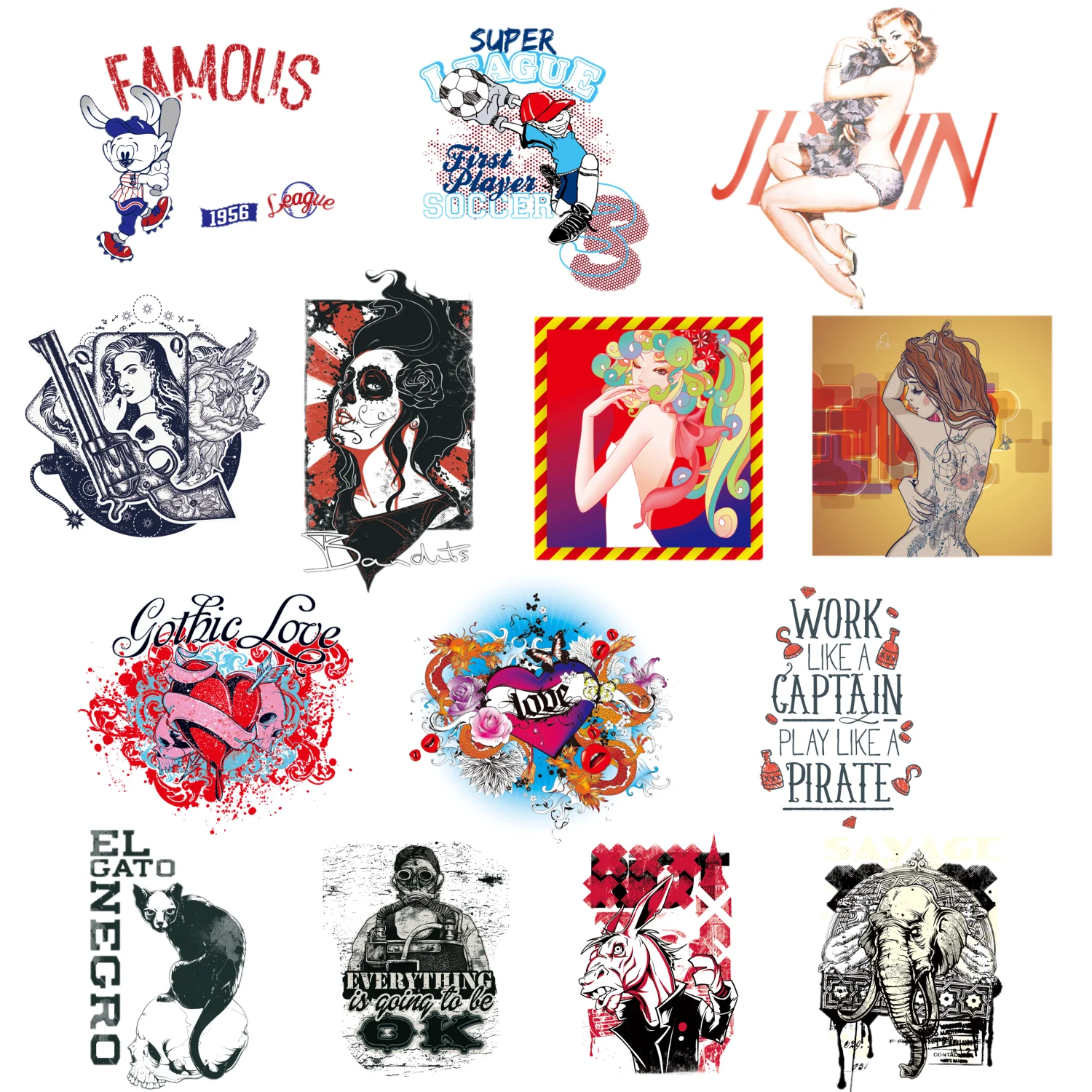 14 шт. оптовая продажа мультяшных животных тепловые переводные наклейки