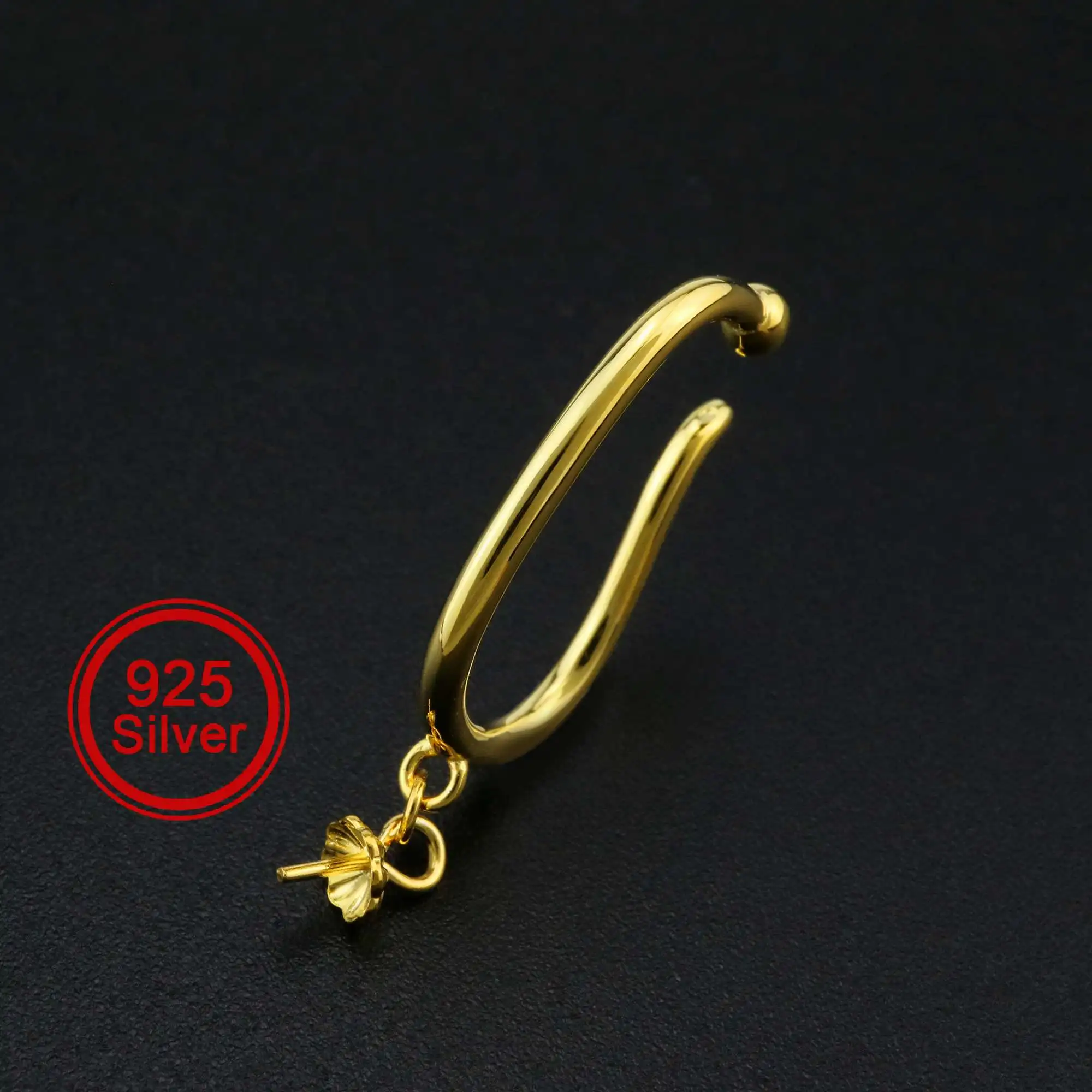 

17x21 мм слуховая косточка зажим настройки с петлей для половина просверленные жемчужные бусы позолоченные твердый 925 пробы серебра DIY серьги ...