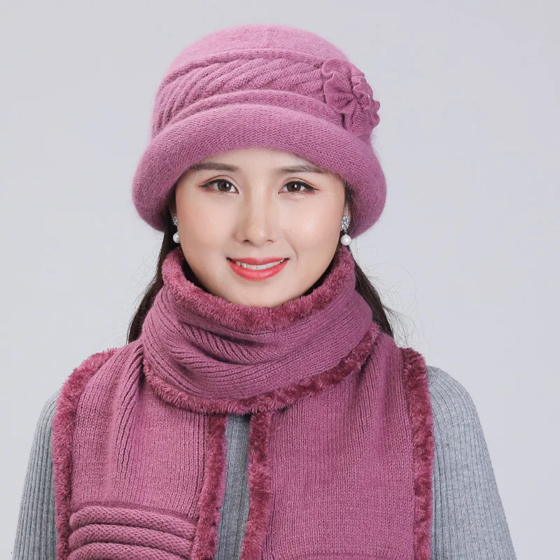 Женская зимняя шапка и шарф из кроличьего меха хлопка|Женские шарфы| |