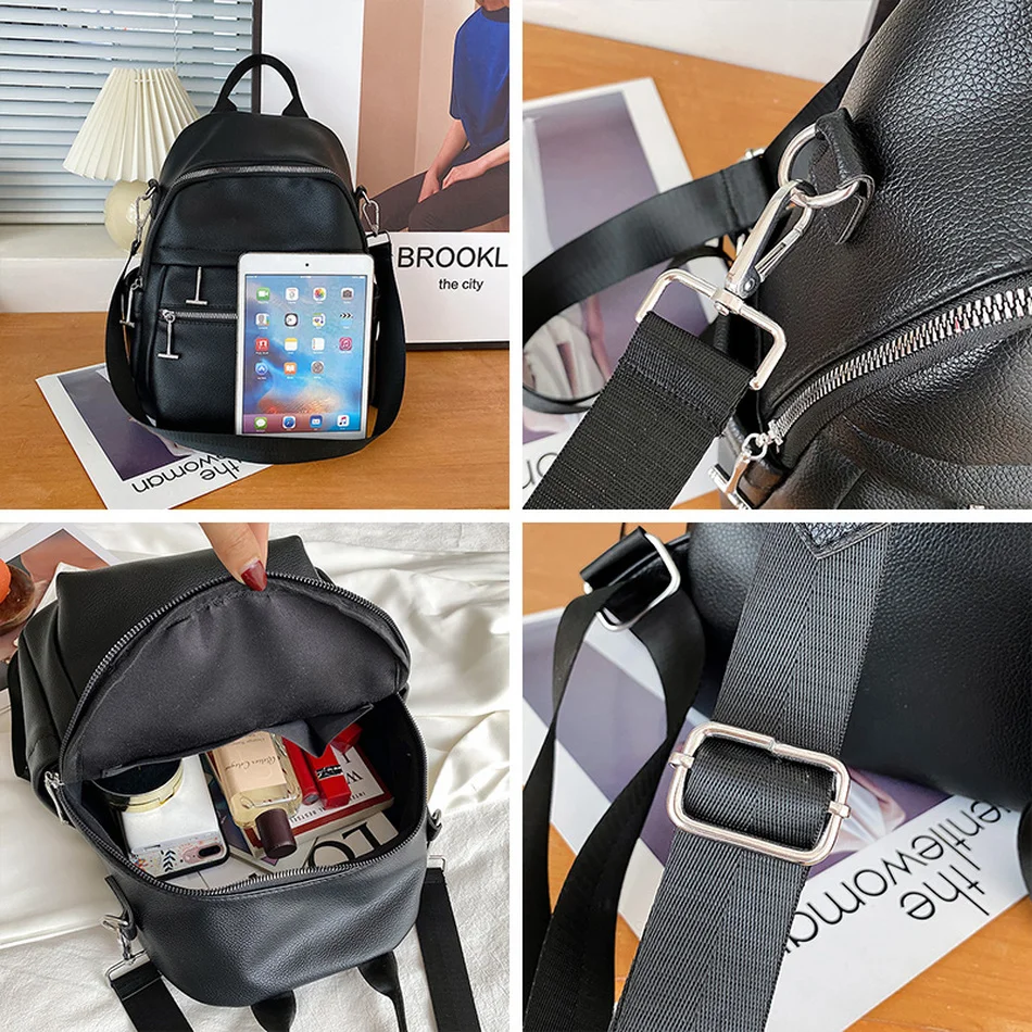 

Women Fashion Waterproof Backpack Purses with Belt High Quality Leather School Shoulder Travel Tablet PC Bag for Teenager Girl