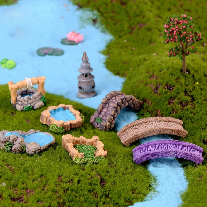 Moss Micro Landscape Antique Resin Scene Ornament Chinese Style Lighthouse Pool Bridge Fish Tank Aquarium Decoration Accessories | Дом и сад