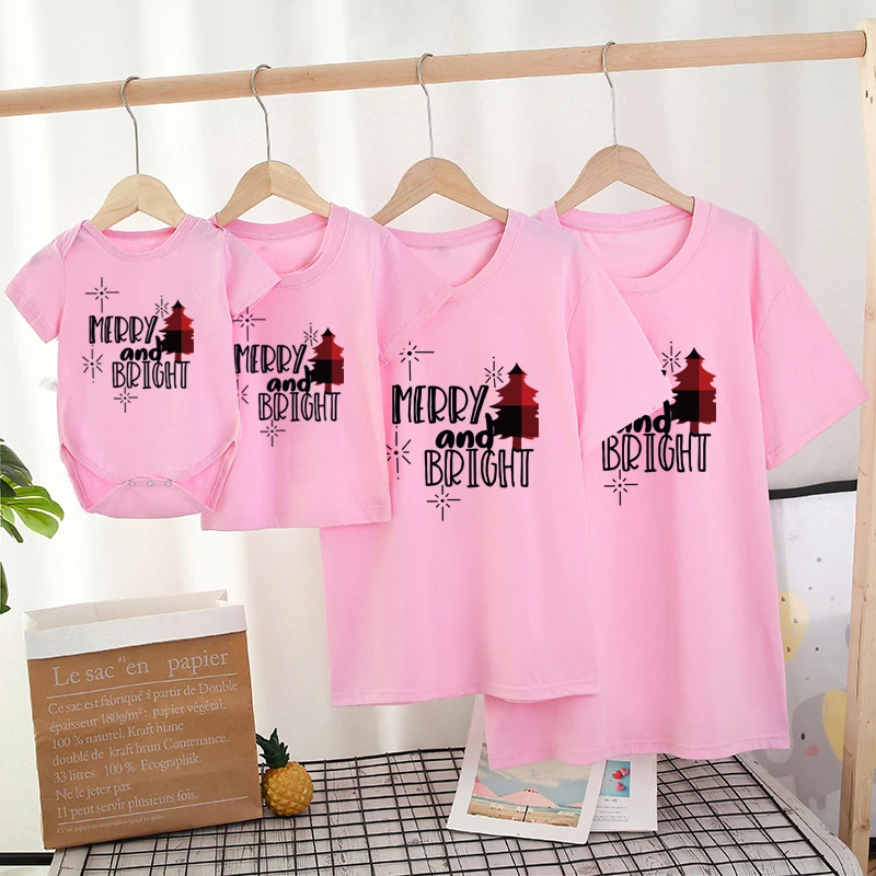 Ropa a juego con estampado de dibujos animados de Navidad para madre, padre, hija, hijo, camiseta, ropa familiar para mam&aacute; y yo-1