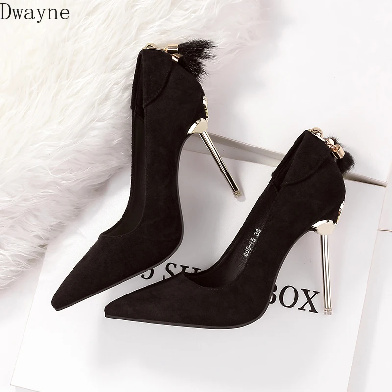 Новинка весны 2019 черные пикантные тонкие туфли на высоком каблуке с острым