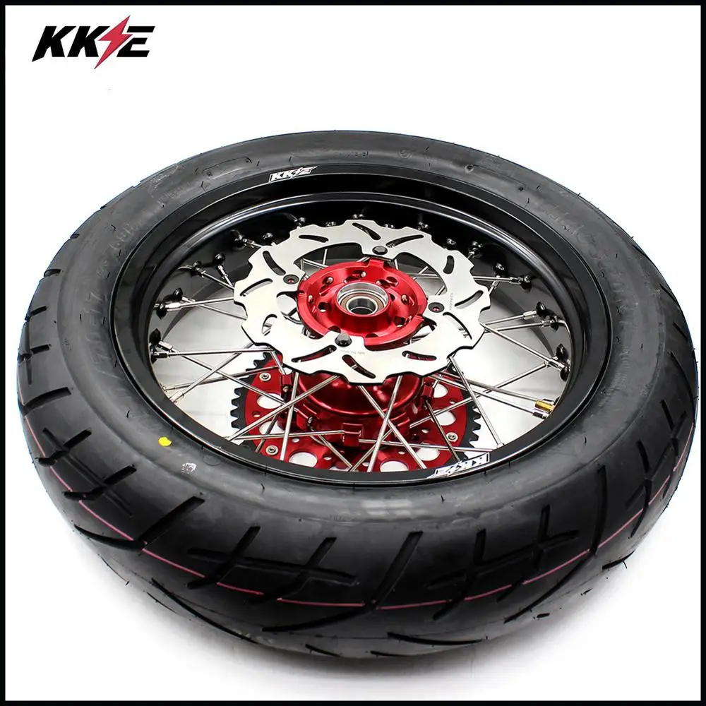 KKE 3,5/4,25 CUSH привод супермото колеса CST шины для HONDA CRF250R 04-13 CRF450R 02-12 44T красная звездочка