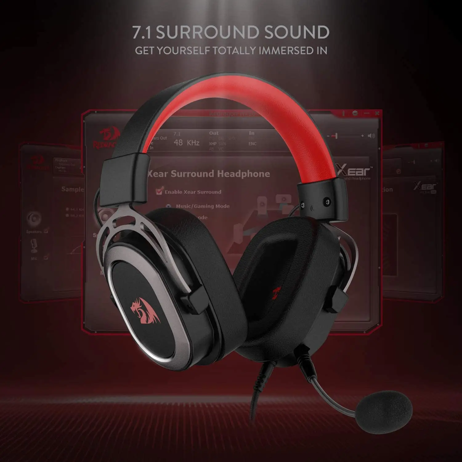 Проводная игровая гарнитура Redragon H710 Helios USB 7 1 объемный звук память поролоновые