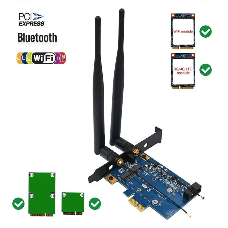Мини адаптер PCI E для Mini Express мини карта со слотом SIM карты модуля Wi Fi Plug and Play