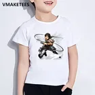 Детская летняя футболка с коротким рукавом для девочек и мальчиков, Детская футболка с принтом японского аниме атака на Титанов, Забавная детская одежда