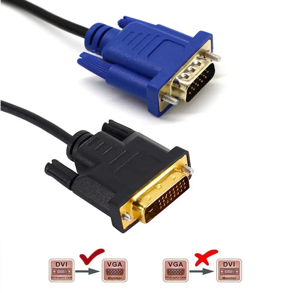 Кабель-адаптер DVI-VGA D-Sub 1 5 м с поддержкой 1080P HDTV Windows OS 8 6 9 систем и выше |