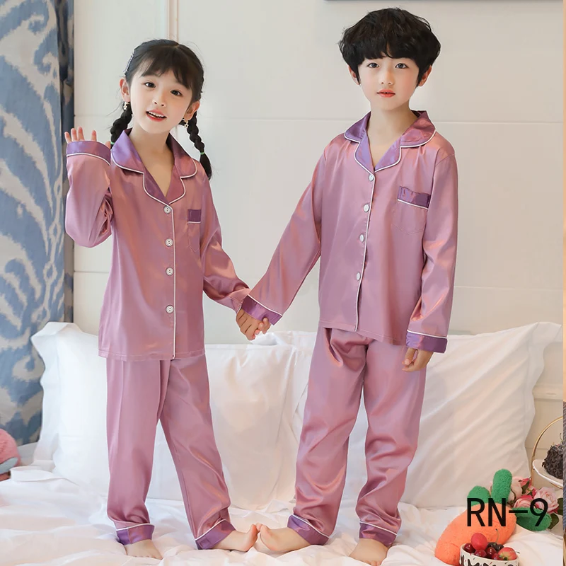 Весна 2020 шелковые Детские пижамы с длинным рукавом осенняя модная домашняя
