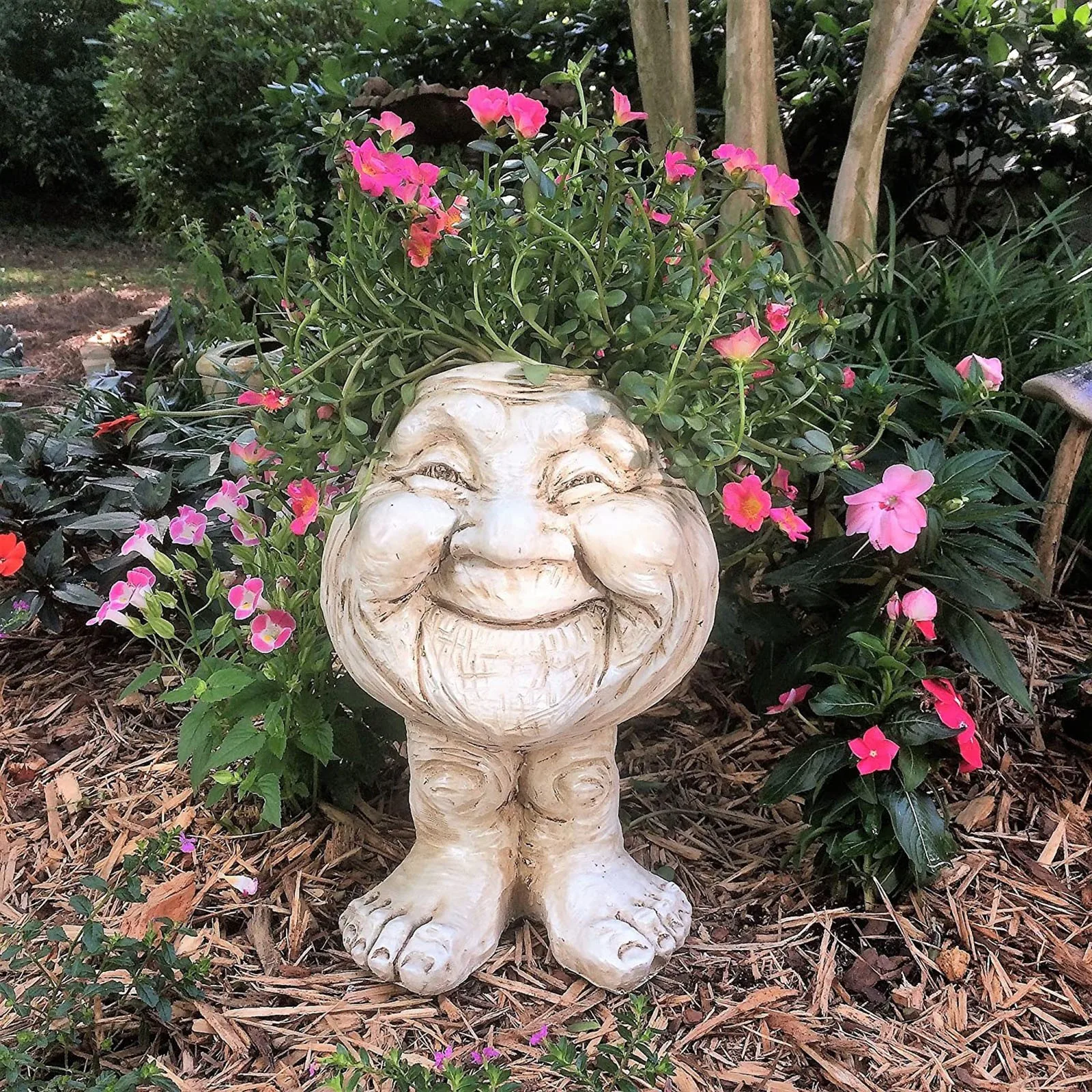 

Homestyles Antique White Grumpy & Granny The Muggly Face Statue Planter decoration accessories
