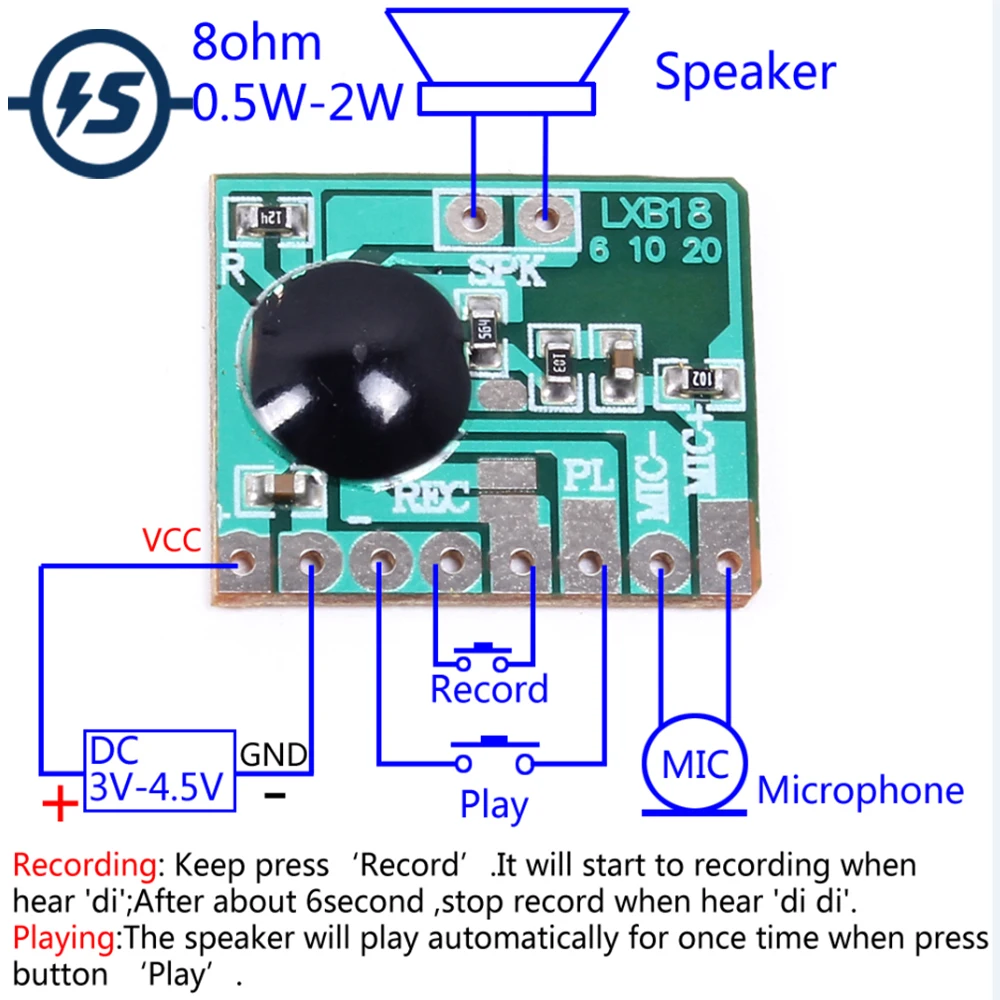 5 шт. в партии 6S звук голоса аудио Регистраторы модуль чип программируемый