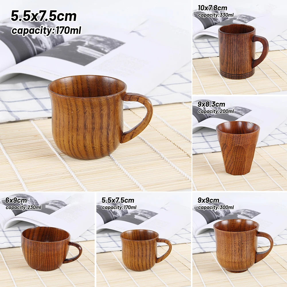 

Handgrip Cup Tableware Tea Wood Wooden 170~330ml Bar Coffee Dining Cup Home Garden Supplies