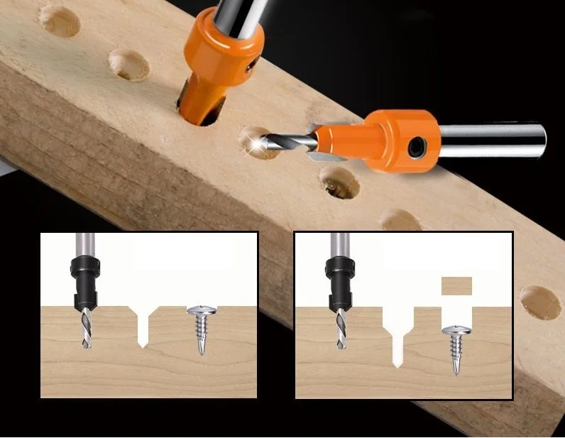 

Countersunk Hex Round Shank Taper Drill Bits Drill Screw Taper Drilling Tool Kit