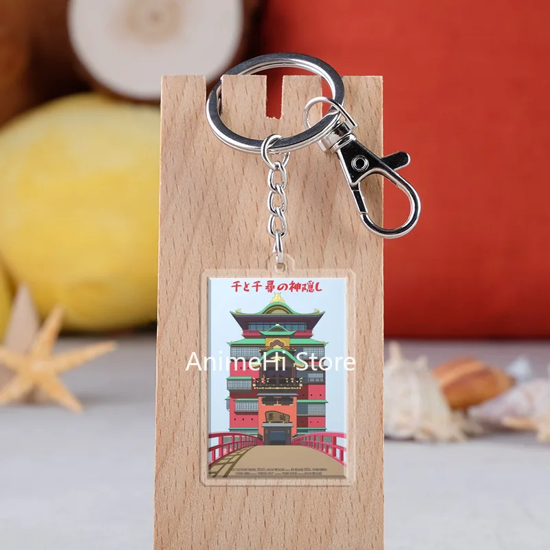 

20 pcs/lot Spirited Away Acrylic Keychain Toy Figure ogino chihiro No Face man Bag Pendant Key Ring Gifts