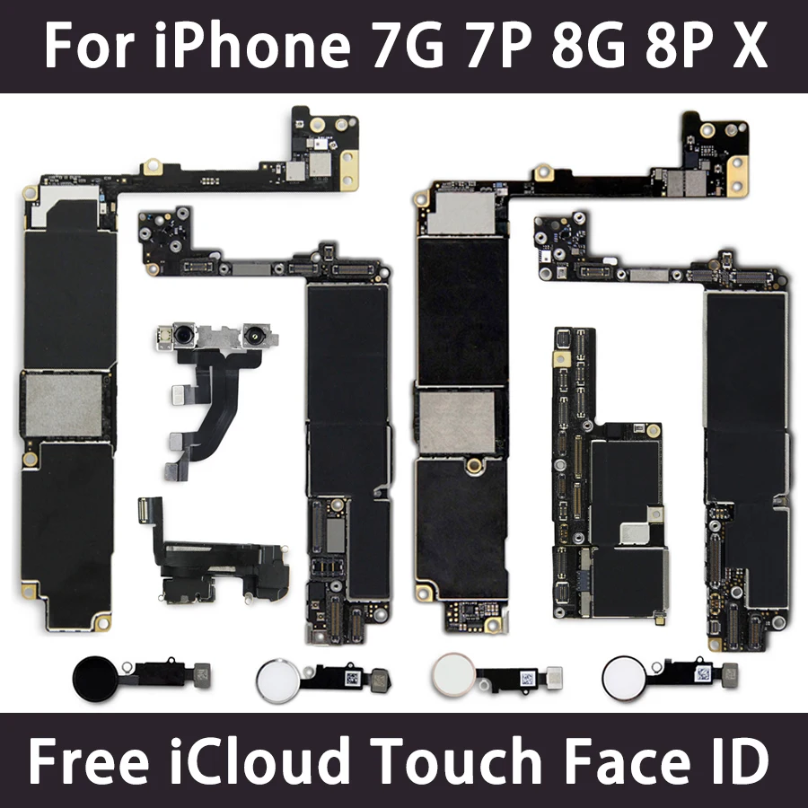 

Unlocked Motherboard For iPhone 7G 7P 8G 8 Plus X 32GB 64GB 128GB 256GB Original Board Good Logic Board Free iCloud Plate