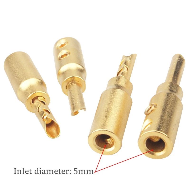 

4pcs 8pcs 50pcs100pcsKuangm pure copper sand-plated gold banana plug hifi speaker cable connector free soldering audio connector