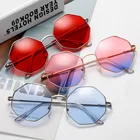 Маленькие солнцезащитные очки Новый многоугольный женские ретро круглые металлические солнцезащитные очки мужские брендовые дизайнерские шестигранные очки UV400