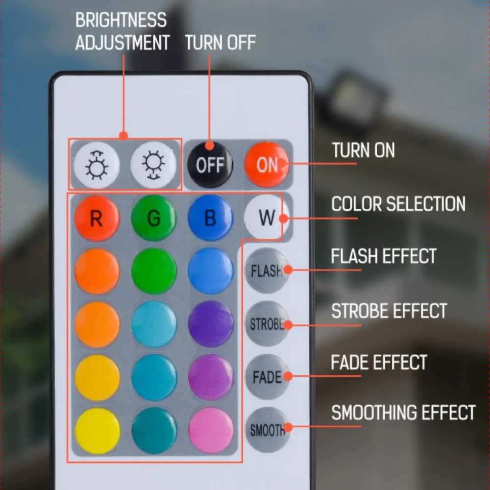 Прожектор RGB на солнечной батарее цветной меняющий цвет светильник с пультом