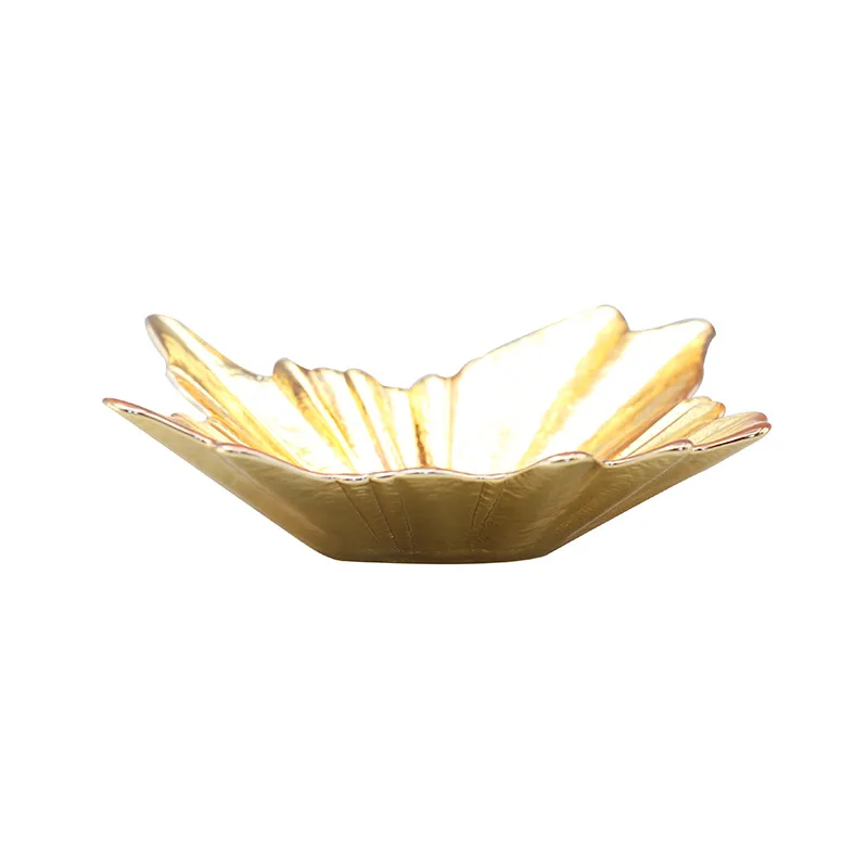 

Glass Electroplating Fruit Plate Creative Living Room Tea Table Salad Bowl Modern Minimalist Snack Dried Fruit Plate