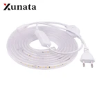 Светодиодная лента 220 В, водонепроницаемая, IP67, 120 светодиодовм, наружная лента, белыйтеплый белый свет, 2835 Светодиодная лента + штепсельная вилка европейского стандарта