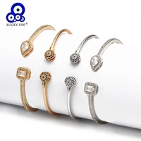 lucky eye open cuff bracelet bangle gold silver color copper micro pave zircon evil eye bangle for women men fashion jewelry
