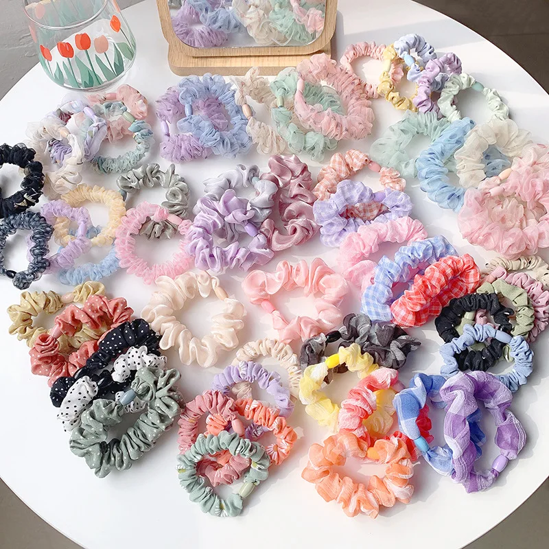

Hair Bands for Women Ponytail Holder 57 Colours Elastic Scrunchies Headband Vintage Organza Hair Accessorie Fashion Headwear