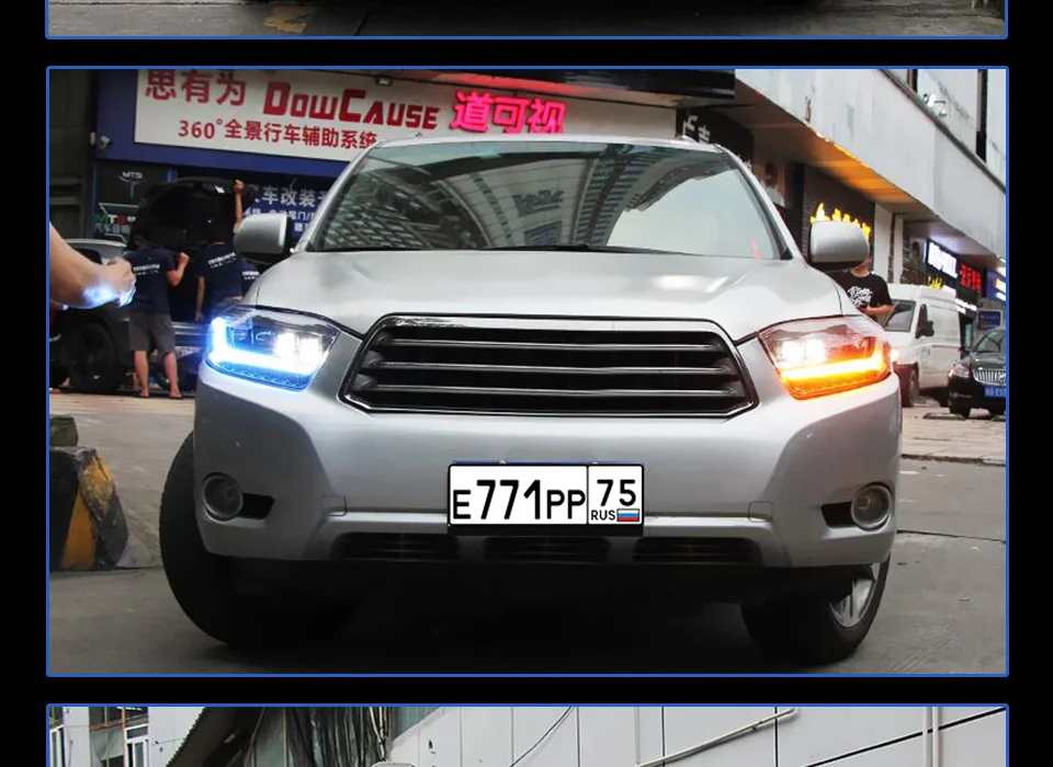 Головной фонарь для Toyota Highlander 2007-2011 фары Противотуманные фары Дневные ходовые огни DRL H7 светодиодный Биксеноновая лампа автомобильные аксессуары