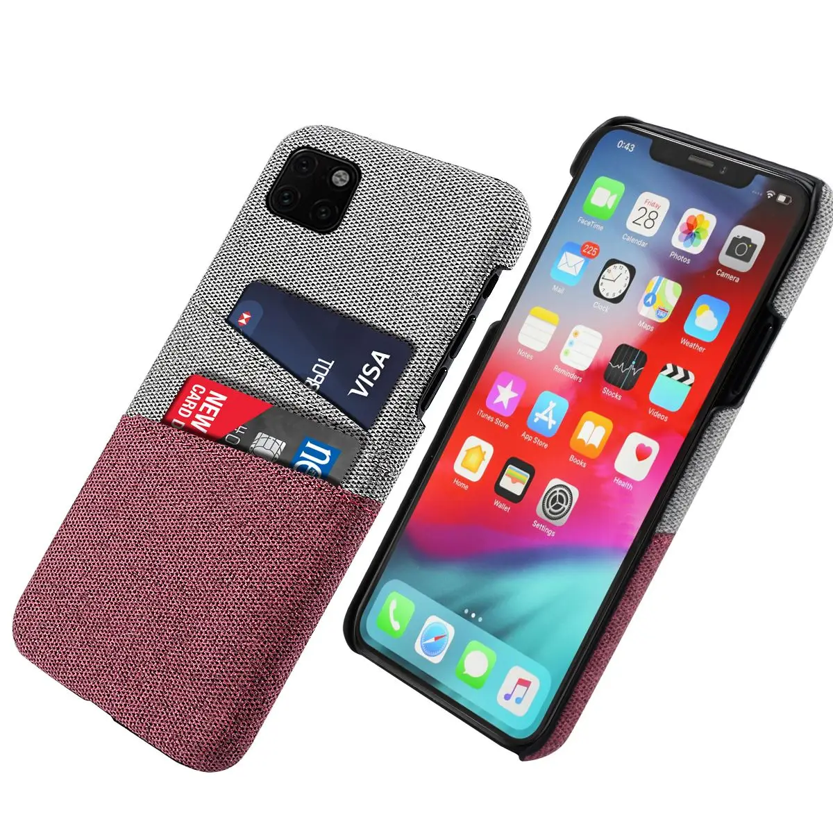 Чехол для карт iPhone 11 pro Max 2019 тонкий жесткий чехол из поликарбоната и матовой ткани