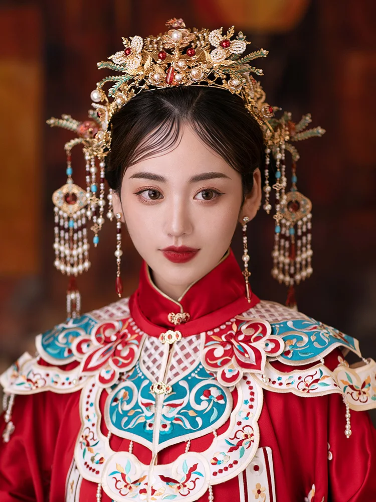 

HIMSTORY Chinese Vintage Princess Bridal Headdress Luxury Costume Hairpins Tassels Wedding Party Stage Jewelry Hair Accessories