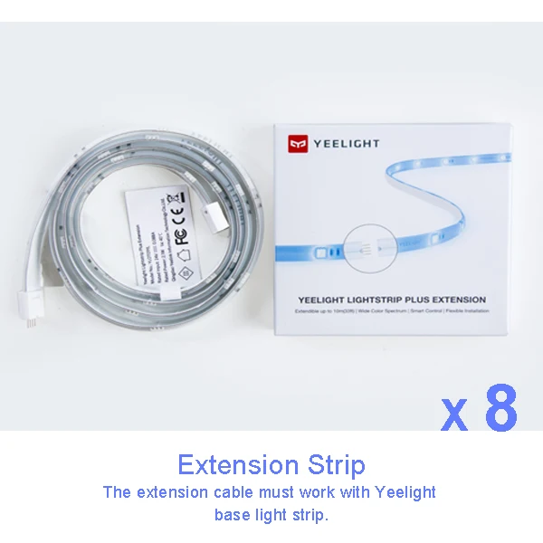 8 extension strips Xiaomi Yeelight световая полоса плюс умный светодиодный Светлая повязка Расширительная версия пульт дистанционного управления работа с HomeKit MIJIA умный дом приложение - Цвет: 8 extension strips