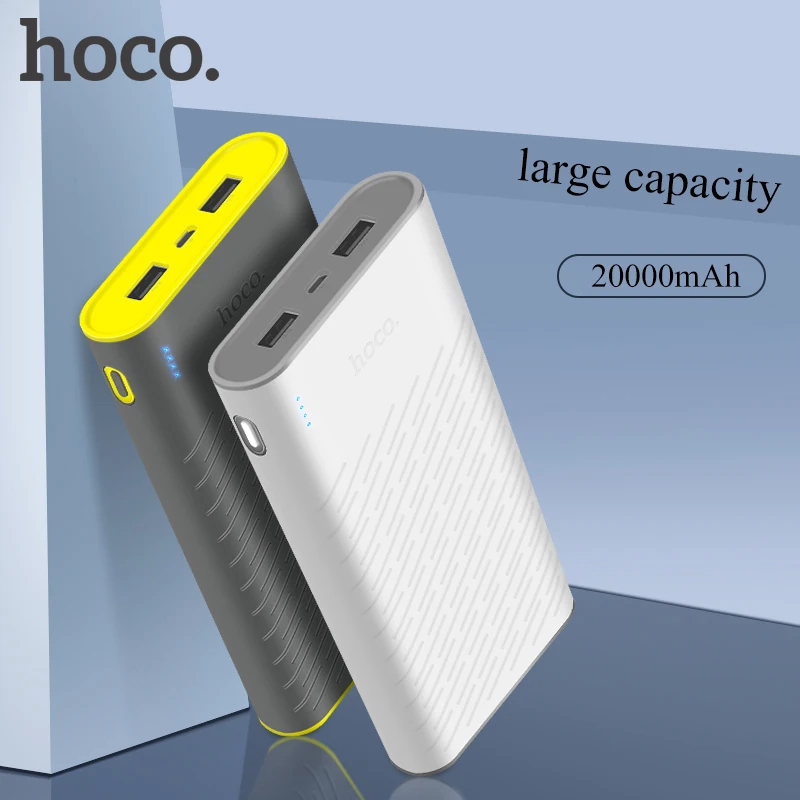 HOCO power Bank 20000 мАч Универсальный внешний аккумулятор портативное Внешнее зарядное устройство для iPhone X XS XR 8 Xiaomi 8 Dual USB Pover bank