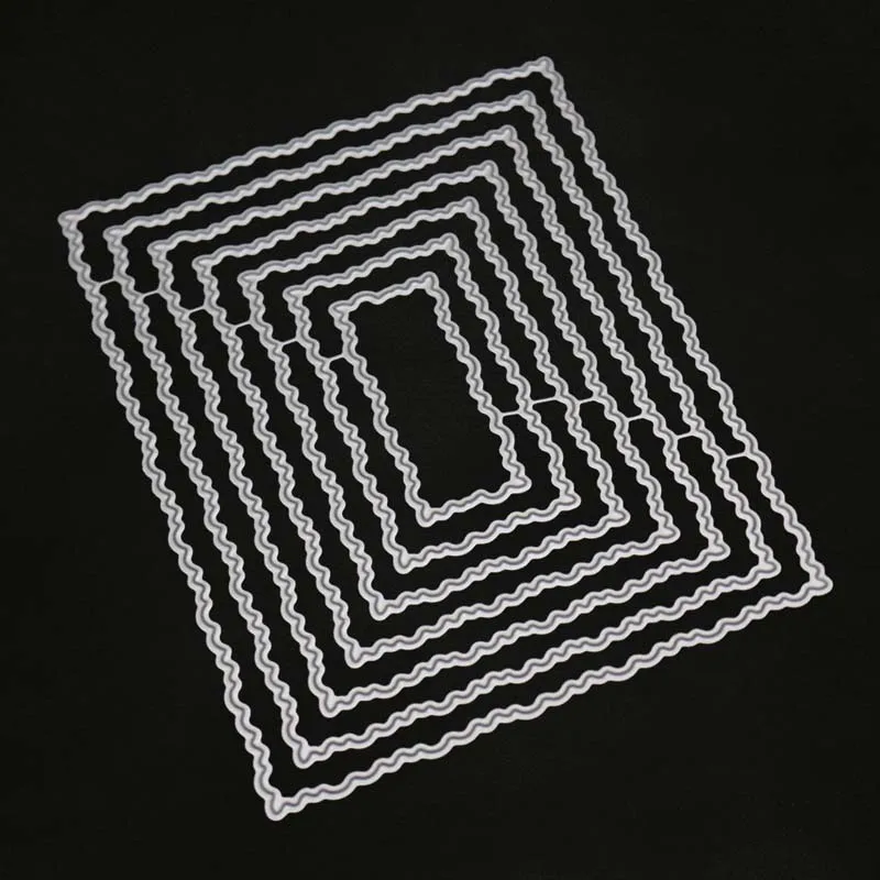 Режущие штампы прямоугольные волнистые металлические для скрапбукинга Новые