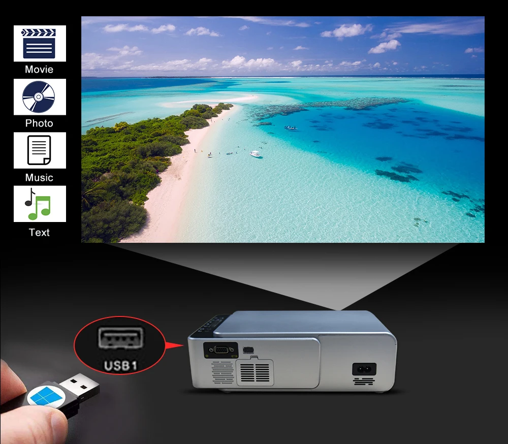 Everycom T6 светодиодный видеопроектор HD 720P портативный HDMI опция Android Wifi проектор Поддержка 4K Full HD 1080p домашний кинотеатр
