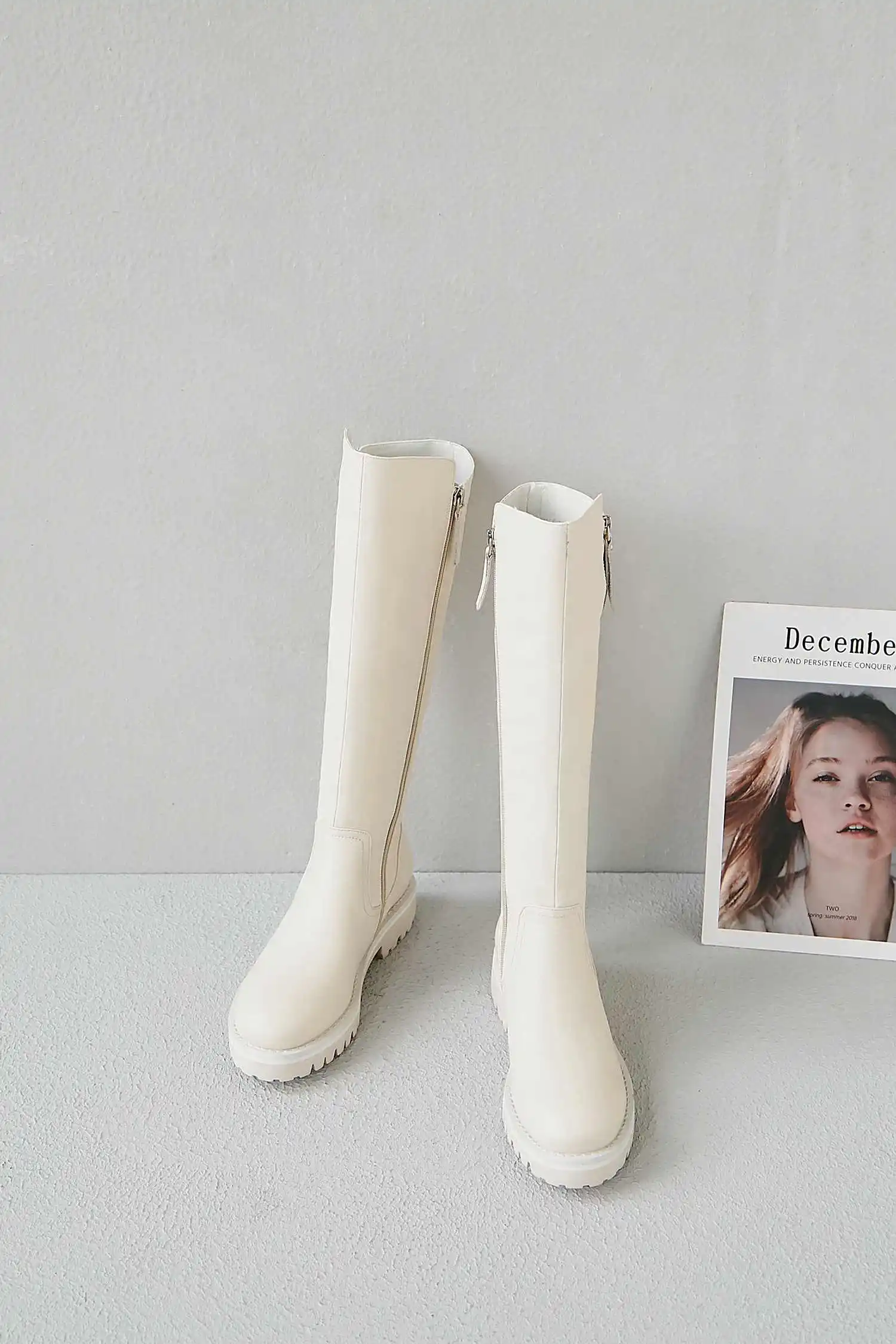 krazing pot winter super keep warm cozy cow leather knight boots round toe med heels solid zipper fashion thigh high boots L5f6