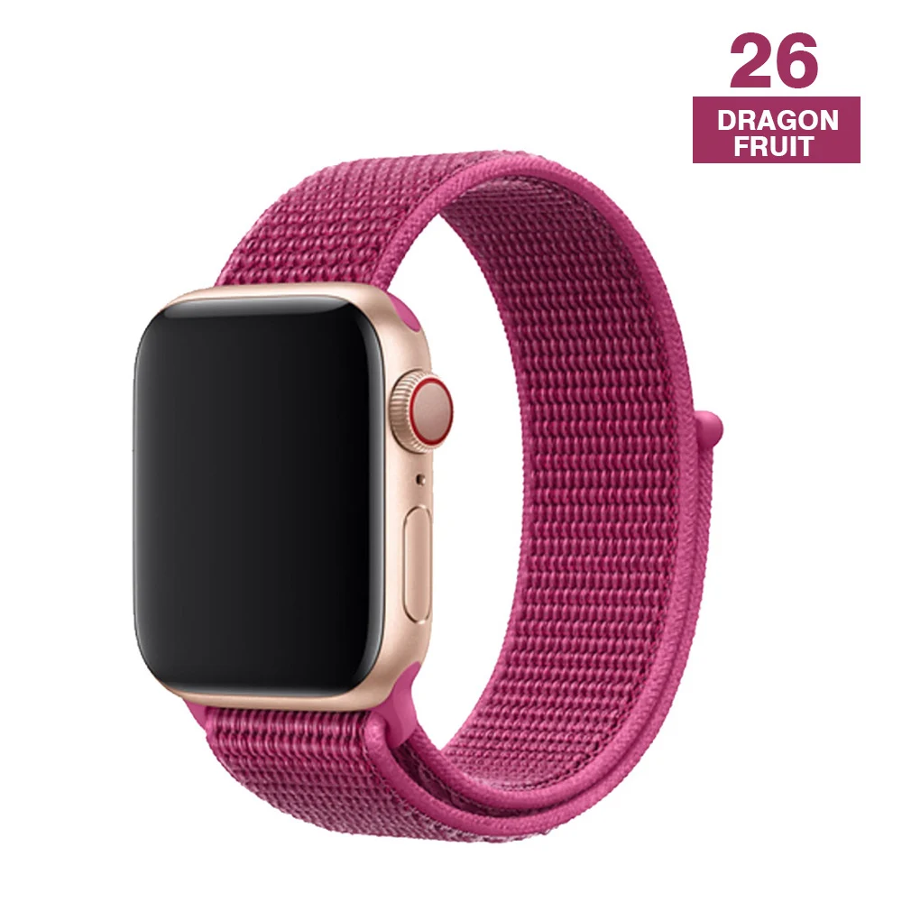 Ремешок для часов Apple серии 4/3/2/1 38 мм 42 мм нейлон дышащий мягкий сменный спортивный ремешок для iwatch, версия series 5 40 мм 44 мм - Цвет ремешка: Dragon fruit