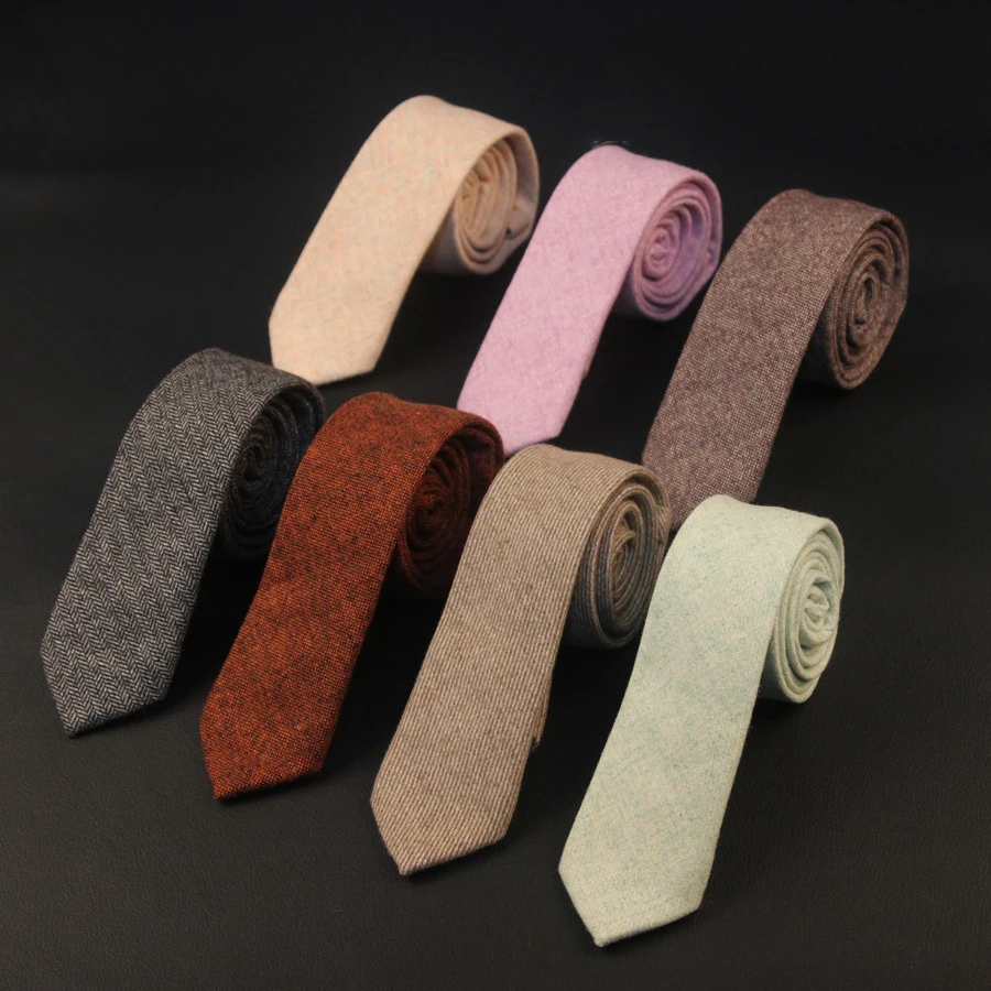 

6cm Wool Necktie for Men Classic Solid Neck Ties Casual Business Tuxedo Party Accessory Christmas Gift