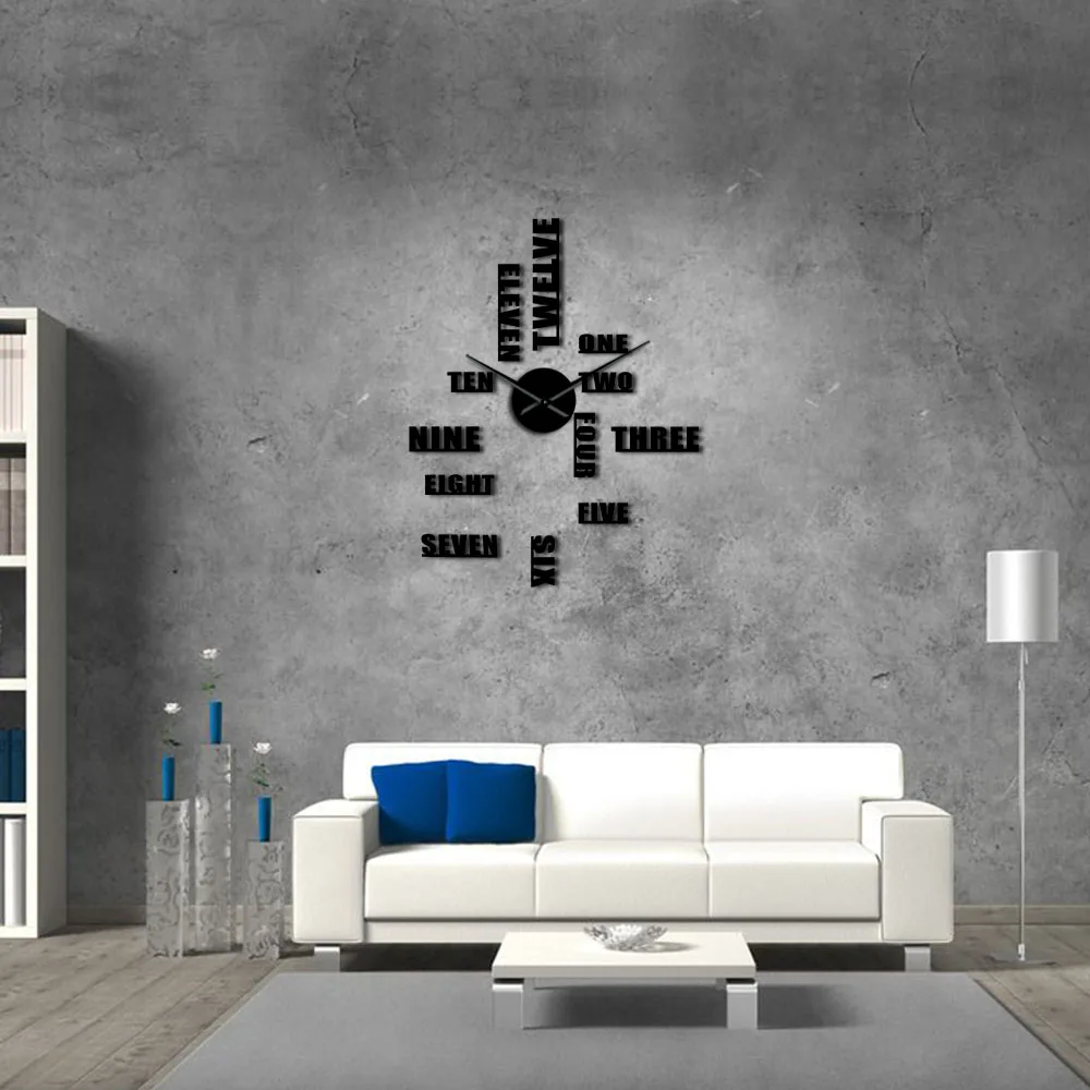 Большие бесшумные настенные часы с английскими буквами сделай сам современные