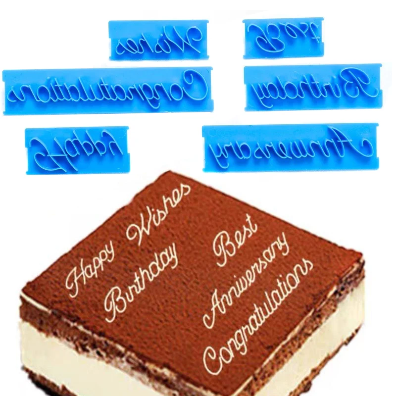 6 шт./компл. форма для тиснения торта помадки рукописного письма пластиковые