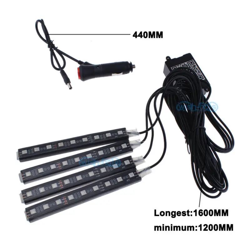 RGB светодиодный светильник полоса для салона автомобиля атмосферная лампа Bluetooth