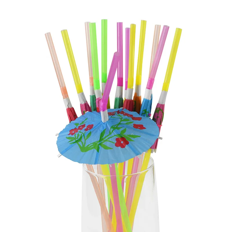 

7inch Umbrella Drinking Straws Hawaii Beach Tropical Theme Birthday Baby Shower Decoration Summer Pool Party Wedding Supplies