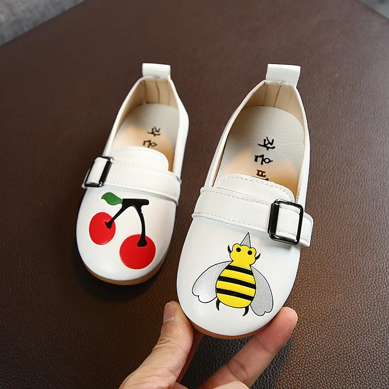 Spring Autumn Girls Cartoon Sports Shoes Baby Toddler Kids Fashion White Children Cherry Bee Soft Bottom Peas | Детская одежда и