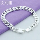 Браслет-цепочка DOTEFFIL из серебра 925 пробы с квадратной пряжкой 10 мм для женщин и мужчин