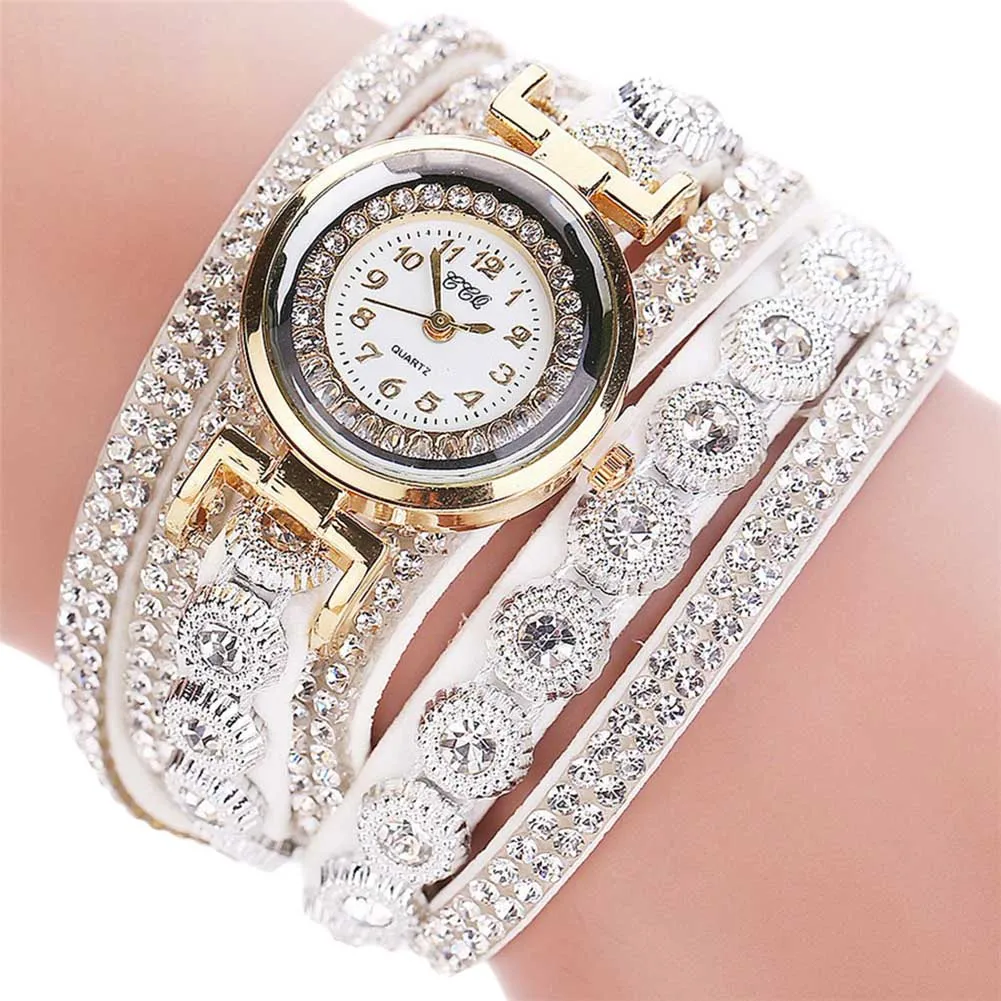 

Women Rhinestone Bracelet Quartz Watch Multi-Layers Wristwatch Jewelry Gifts NIN668