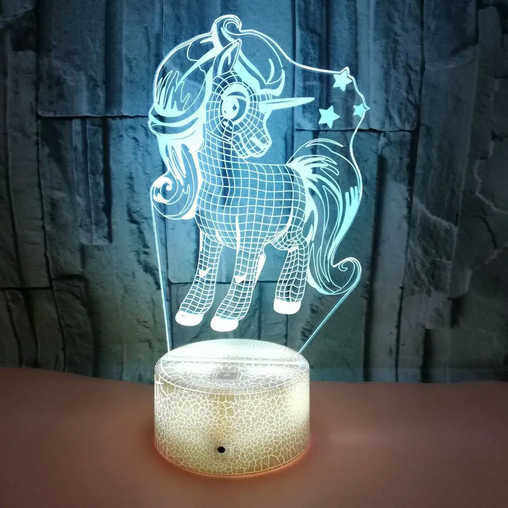 Светодиодный ночсветильник в виде единорога с сенсорным управлением 7 цветов