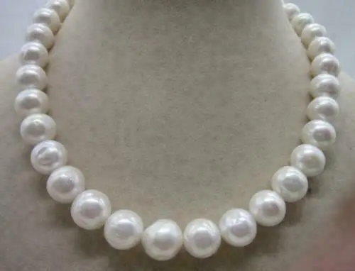 HUGE HANDMADE 12-14MM SOUTH SEA NATURAL WHITE PEARL NECKLACE 18