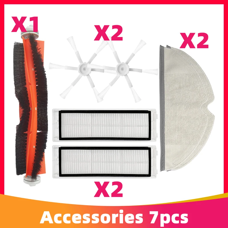 

Подходит для (Roborock S5, S502-00, S502-02, S5 Max, S6 MaxV, S6 Pure, E4, E5) Аксессуары Деталь Основная боковая щетка Фильтр Комплект швабры