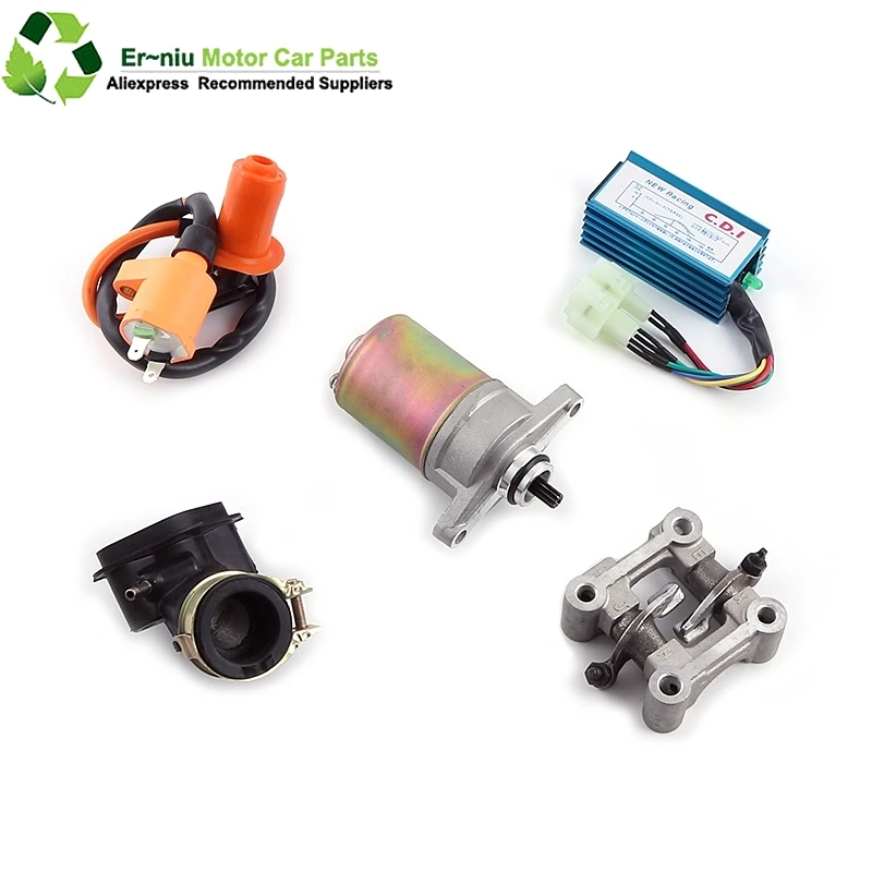 

GY6 50 80 100 cc 137QMA QMB139 4T комплект головки блока цилиндров DC Racing CDI Pipe Электрический рычаг стартера 64 мм клапан Q